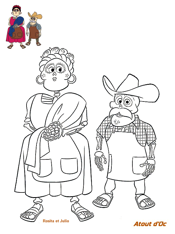 Coloriage Rosita Rivera Arriere Grande Tante De Miguel Rivera Et La Sœur De Papa Julio Rivera - Coco Disney à imprimer